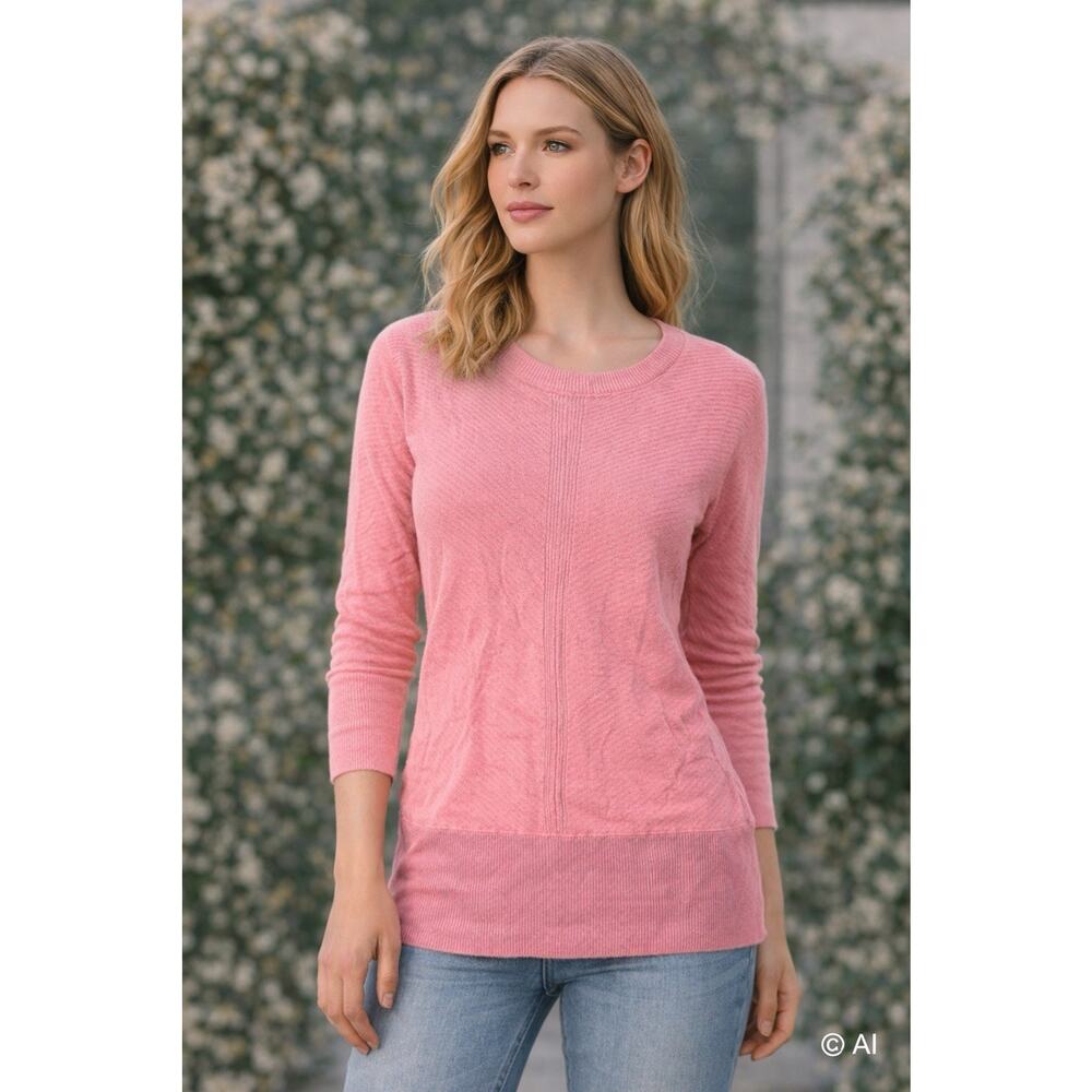 Talbots Petites Pink Merino Wool Sweater Fine gauge knit Quiet Luxury Sz MP